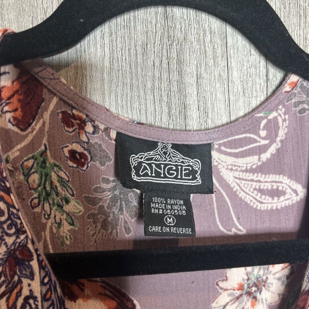 Angie Maxi Dress Women Size M Button Front Bohemian Festival Floral Purple - Picture 4 of 7